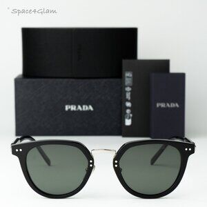 Prada Men Sunglasses Black Green Polarized Oval PR17YS 1AB03R BRAND NEW